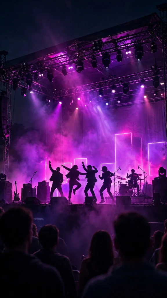 17 Best Wallpaper Iphone Kpop Ideas for Fans 2 Neon stage lights with silhouetted anonymous performers in haze