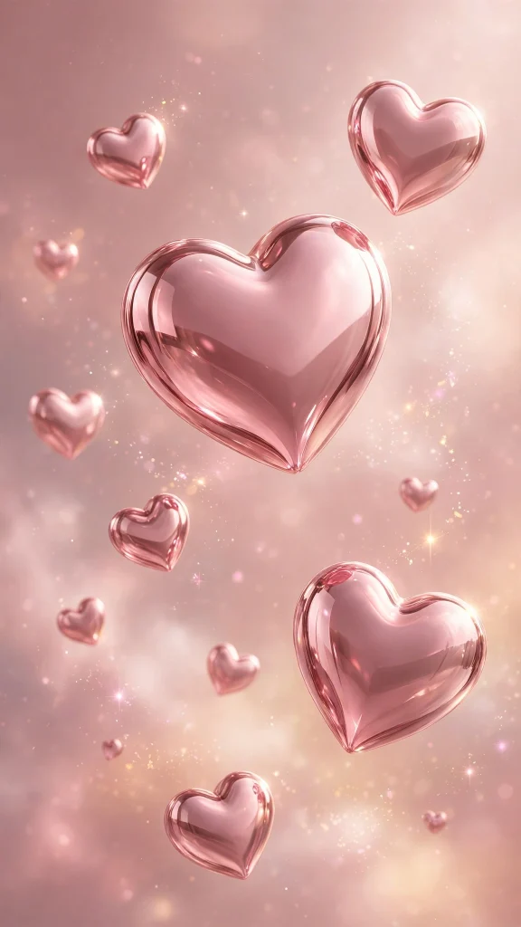 17 Best Wallpaper Iphone Pink Aesthetic Ideas 2 Glossy pink chrome hearts floating against rose-gold gradient