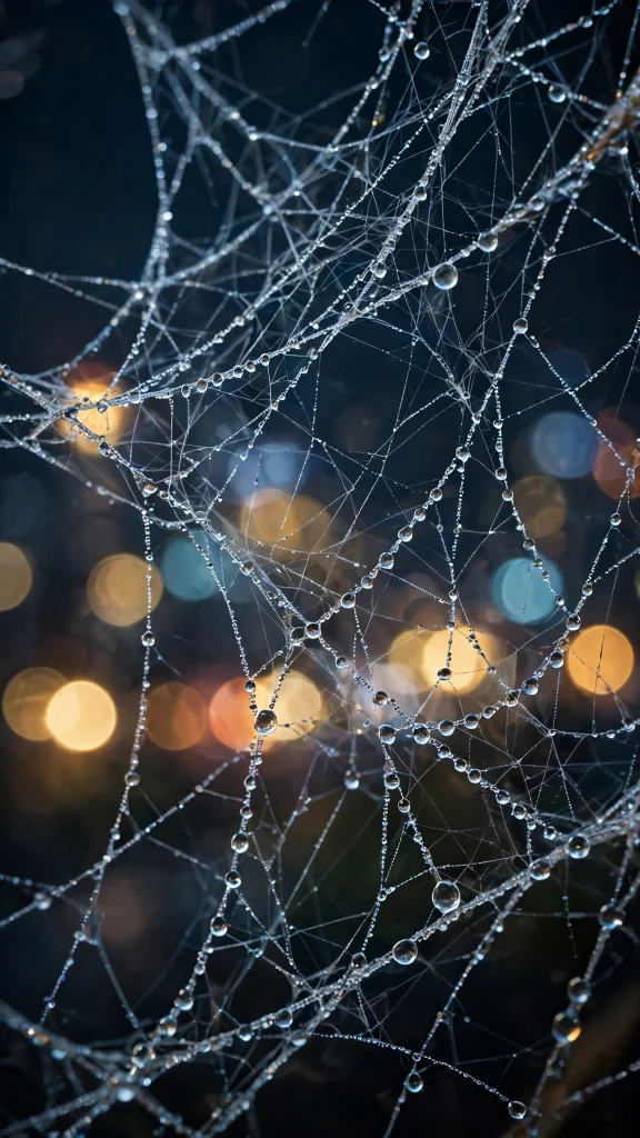 17 Cool Wallpaper Iphone Spiderman Ideas 6 Spiderweb closeup with dew drops and city bokeh behind