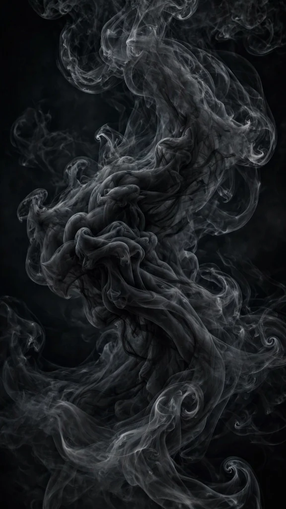 Swirling black smoke against a dark background