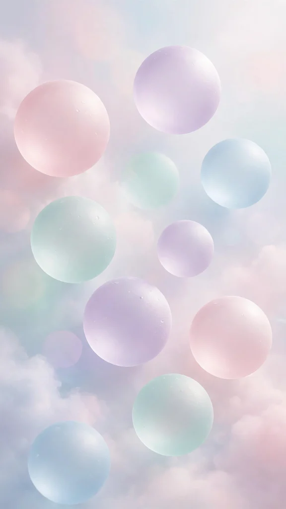 frosted glass orbs in pastel colors wallpaper iphone ios 26