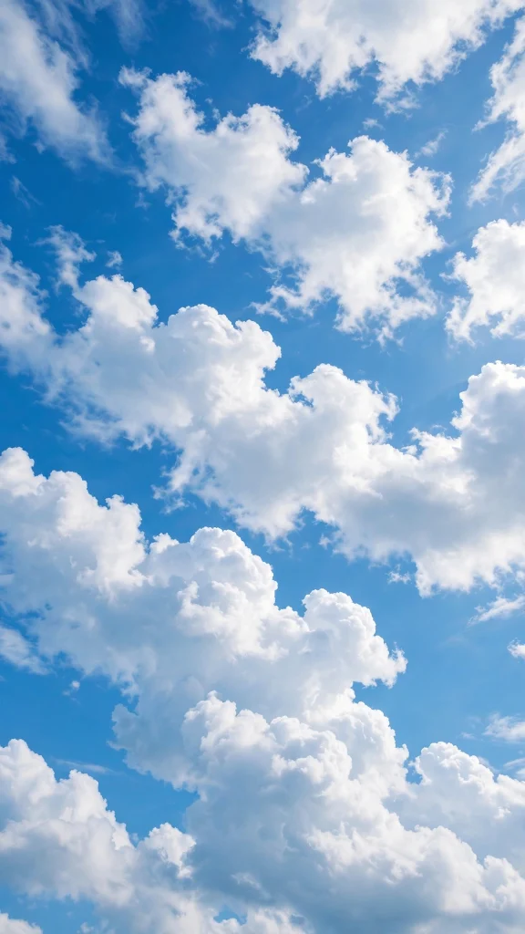 Bright blue sky with fluffy white clouds wallpaper backgrounds blue
