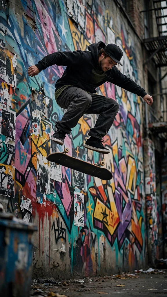 Skateboarder mid-air trick wallpaper