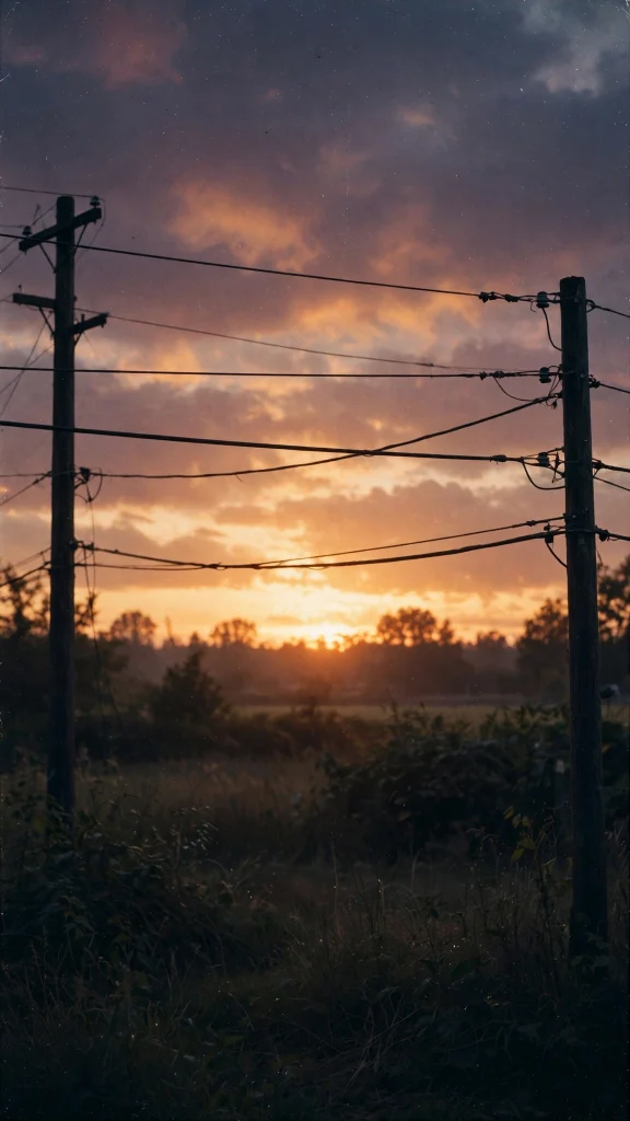 film grain sunset wallpaper iphone tumblr aesthetic with telephone wires