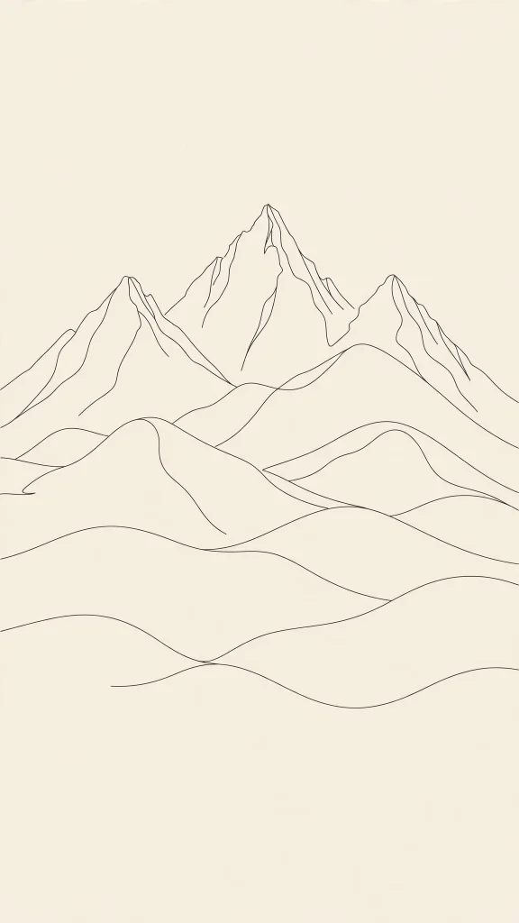 17 Best Wallpaper Backgrounds for Laptop Screens 5 Mountain line art wallpaper backgrounds for laptop on a clean cream background