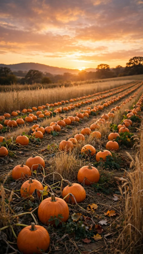 17 Cozy Wallpaper Backgrounds Fall for Autumn 10 Pumpkin patch at sunset