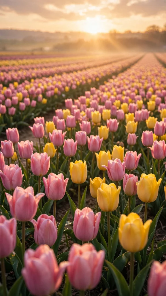 17 Beautiful Wallpaper Backgrounds Flowers for Your Phone 4 pink and yellow tulip field at sunset flower wallpaper background