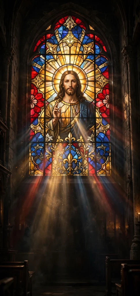 17 Wallpaper iPhone Jesus Designs to Love 5 Glowing stained glass window depicting Jesus iphone wallpaper