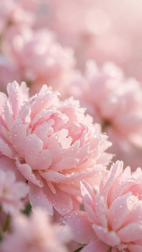 17 Wallpaper Pink Soft Aesthetic Designs You Will Love 6 Blush pink peonies covered in dewdrops, wallpaper pink soft aesthetic
