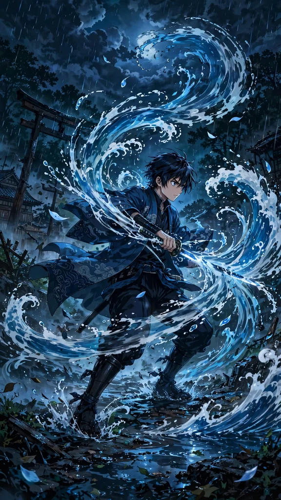 Demon Slayer Wallpaper: 17 Epic Anime Designs 15 anime water breathing waves night battle demon slayer wallpaper