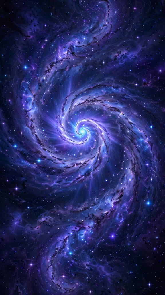 Spiral galaxy with swirling purple stars