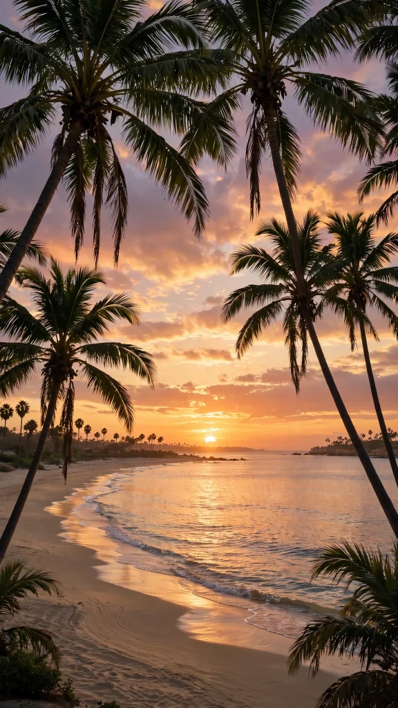 aesthetic beach palm sunset pretty wallpapers