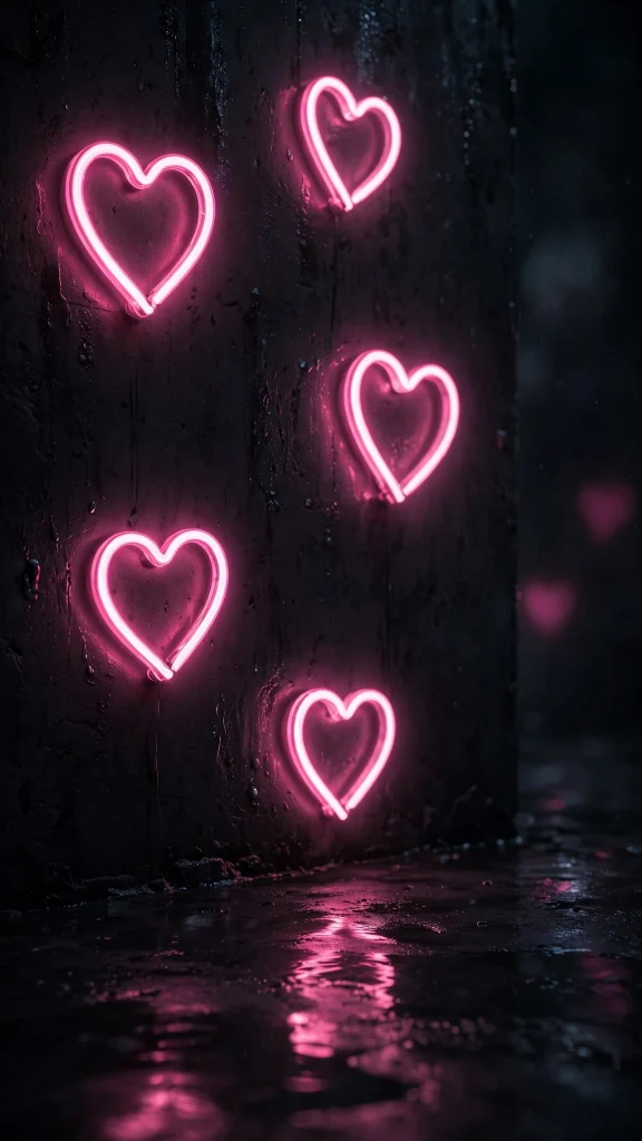 17 wallpaper aesthetic pink iphone Ideas 9 Pink neon heart lights on a dark wall wallpaper
