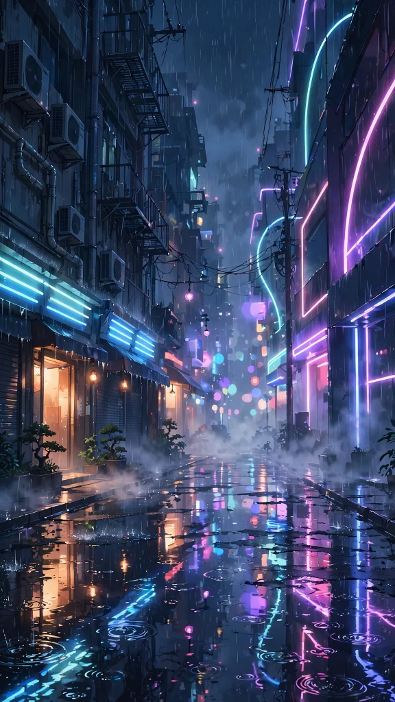 17 Beautiful Wallpaper Backgrounds Anime for Screens 4 Anime night city with neon signs and rain