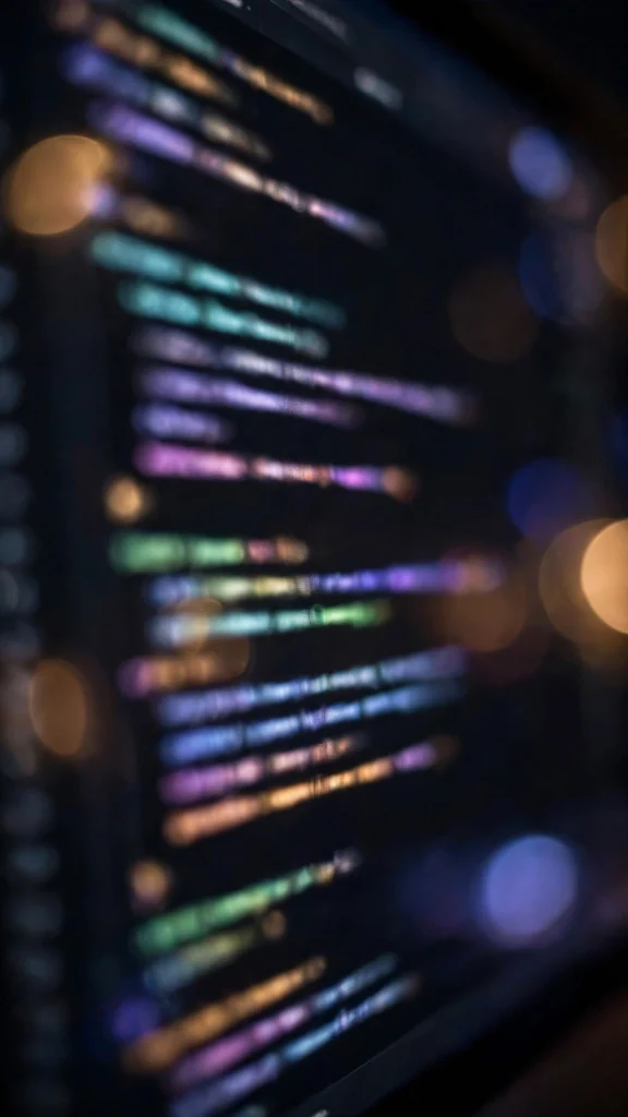 dark code editor screen bokeh computer wallpaper
