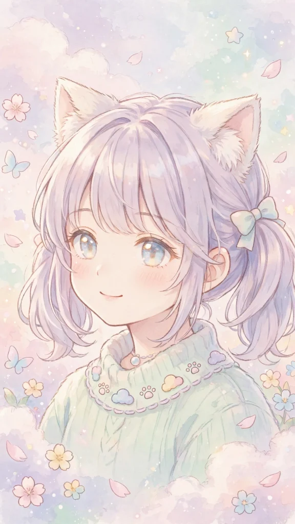 cute anime girl cat ears pastel wallpapers iphone fondos