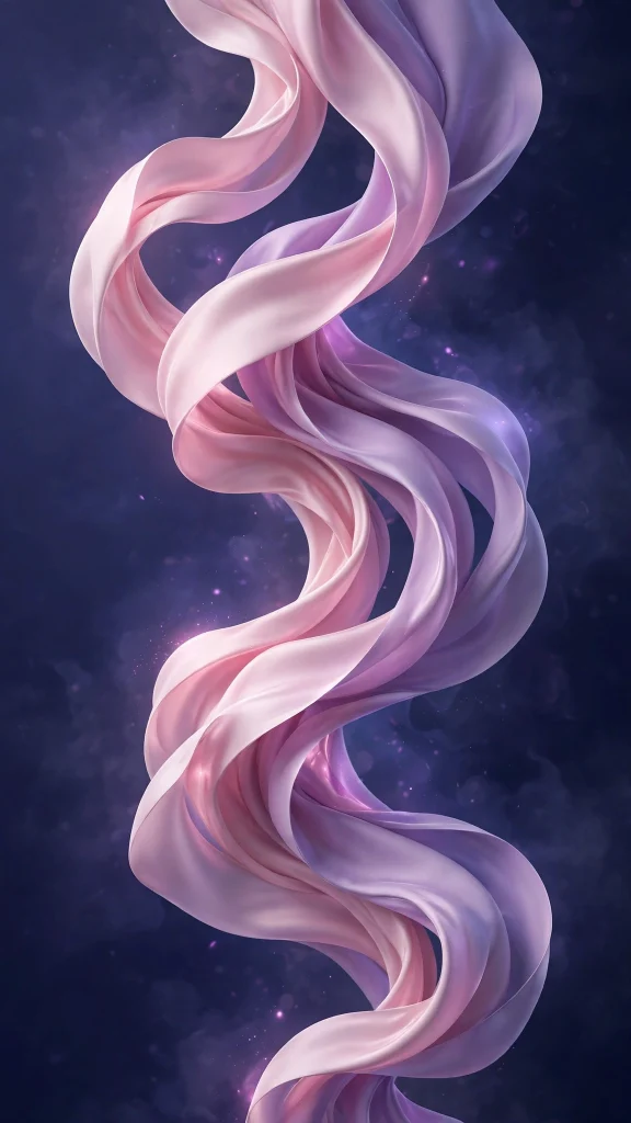 17 Free wallpapers for ios 26 to Download Now 4 Soft 3D ribbon in pink and lavender on dark indigo