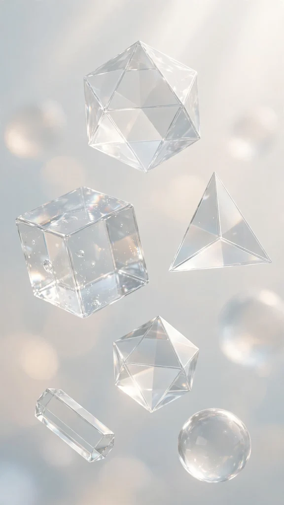 3d glass geometric shapes transparent 3d wallpaper
