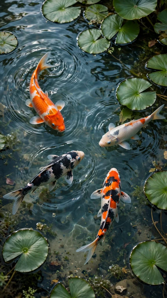 17 Beautiful wallpapers for tablets Free Download 4 Koi fish swimming in a clear pond with lily pads