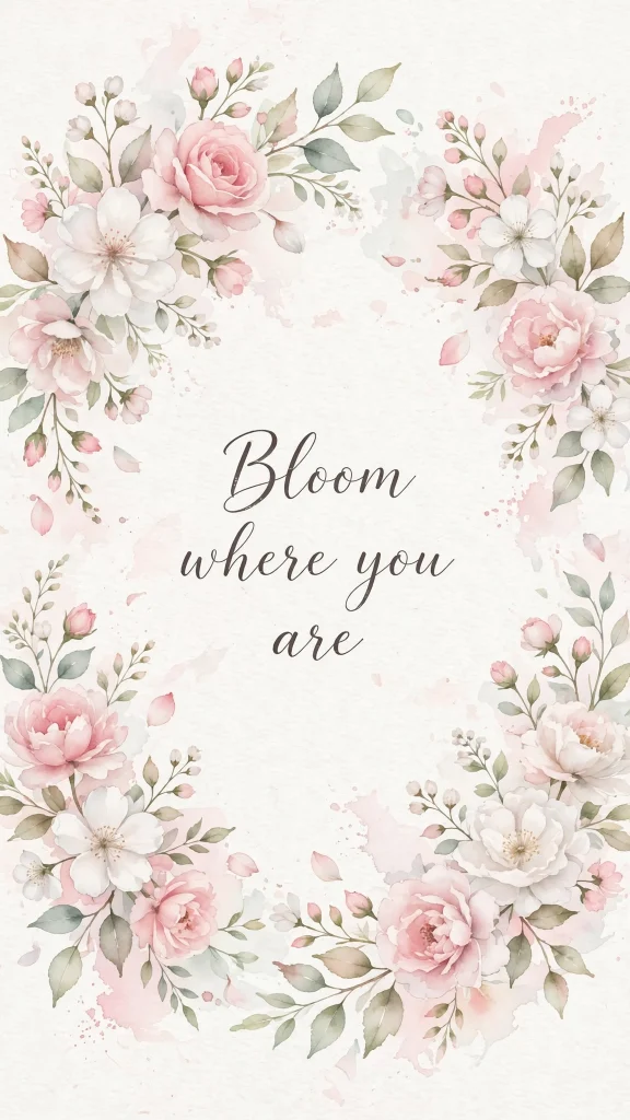 floral watercolor quote wallpaper backgrounds quotes bloom where you are
