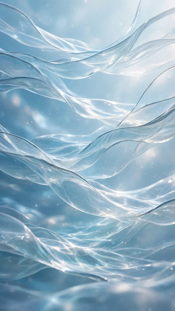 translucent glass waves in soft blue wallpaper iphone ios 26