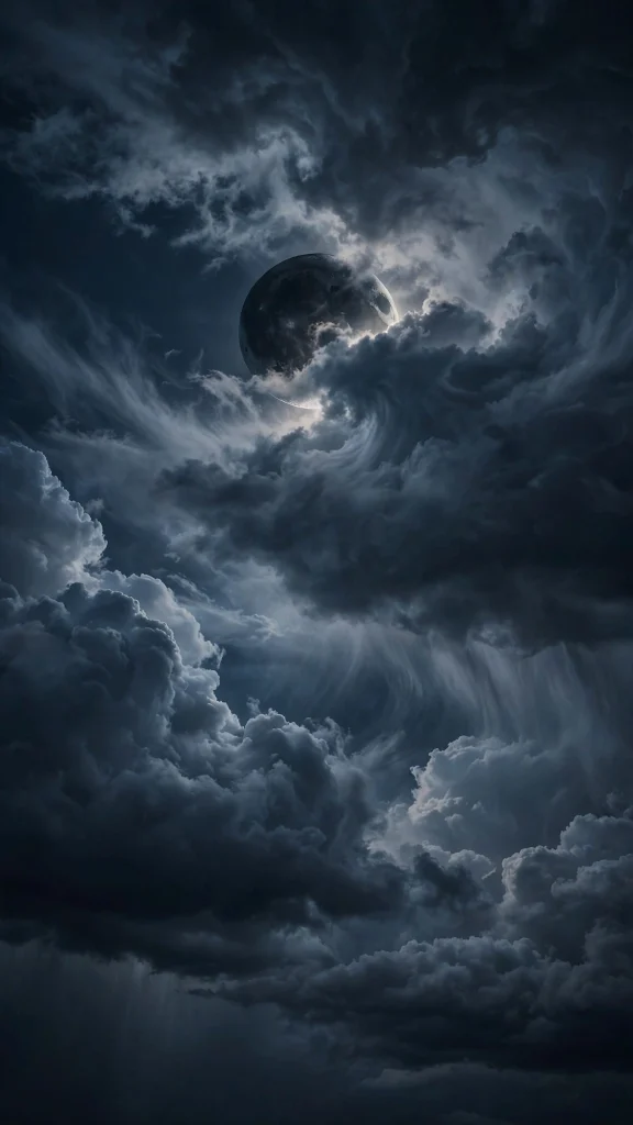 Dark moon behind storm clouds wallpaper iphone dark