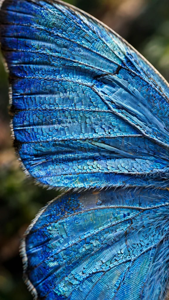 Macro shot of blue butterfly wings wallpaper backgrounds blue