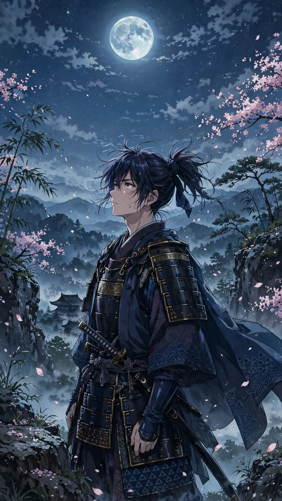 17 Best Wallpaper iPhone Anime for Your Phone 4 Anime samurai standing under bright moonlight
