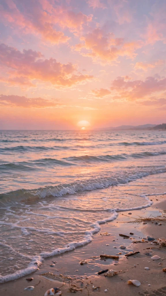 17 Wallpaper Aesthetic iPhone Homescreen Ideas 7 beach sunset over ocean waves wallpaper