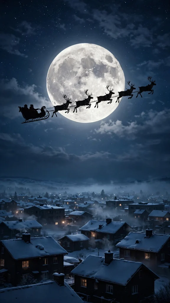 17 wallpaper iphone christmas Ideas 13 Santa sleigh flying across the full moon wallpaper