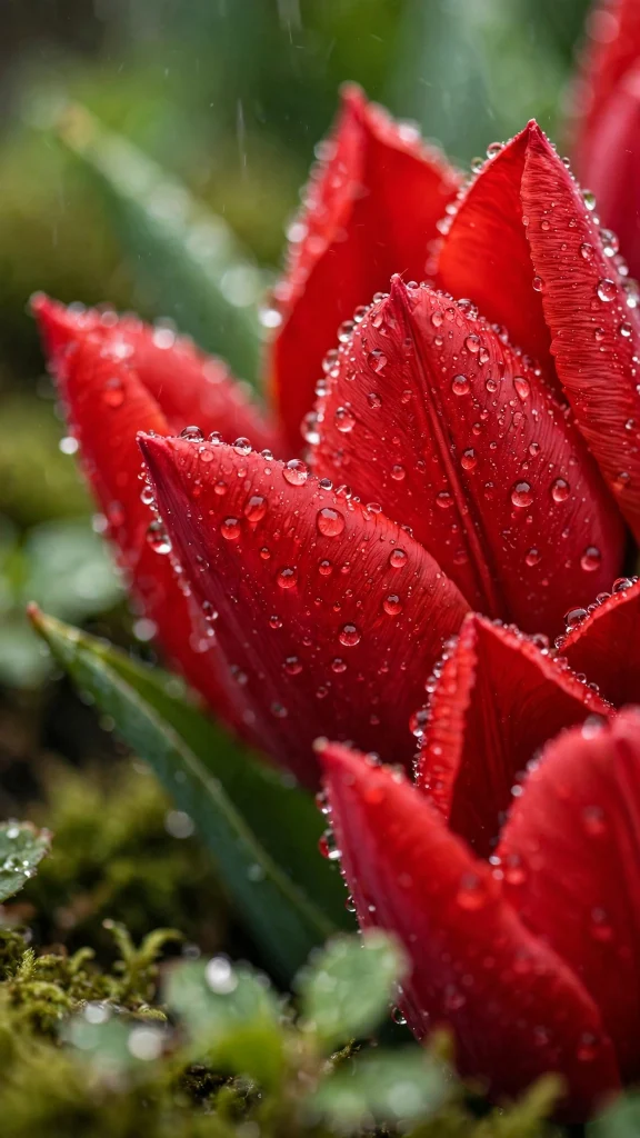 Flower Wallpaper: 17 Beautiful Floral Designs 6 red tulips with rain drops flower wallpaper