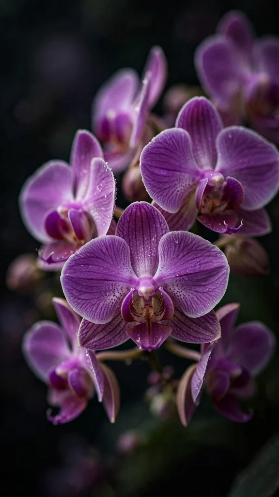 Purple orchid flowers macro wallpaper