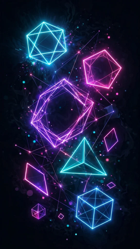17 Stunning Wallpapers Samsung for AMOLED Screens 3 Glowing neon geometric shapes wallpapers samsung on dark background