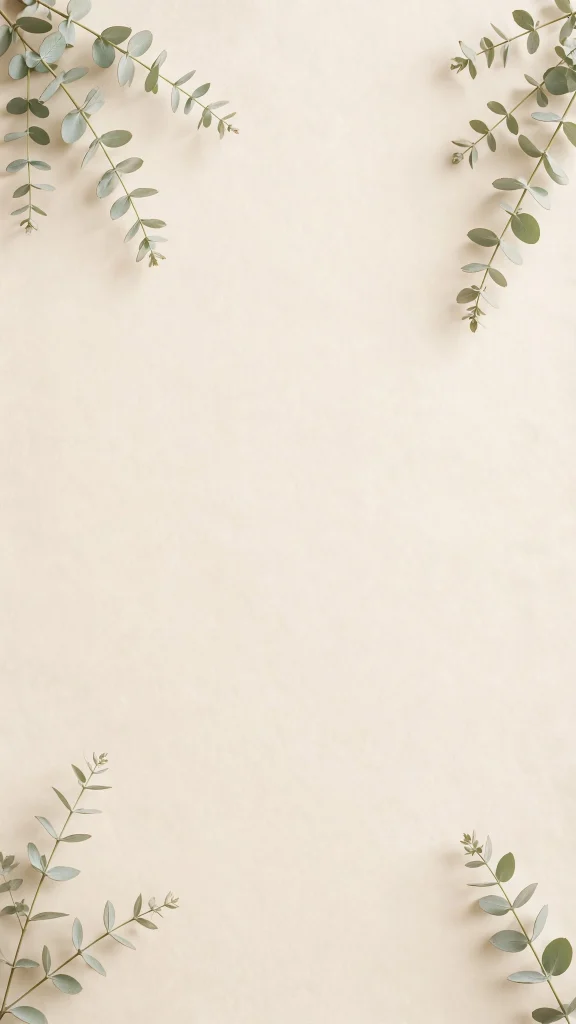 wallpaper aesthetic lock screen with eucalyptus botanical corner frame