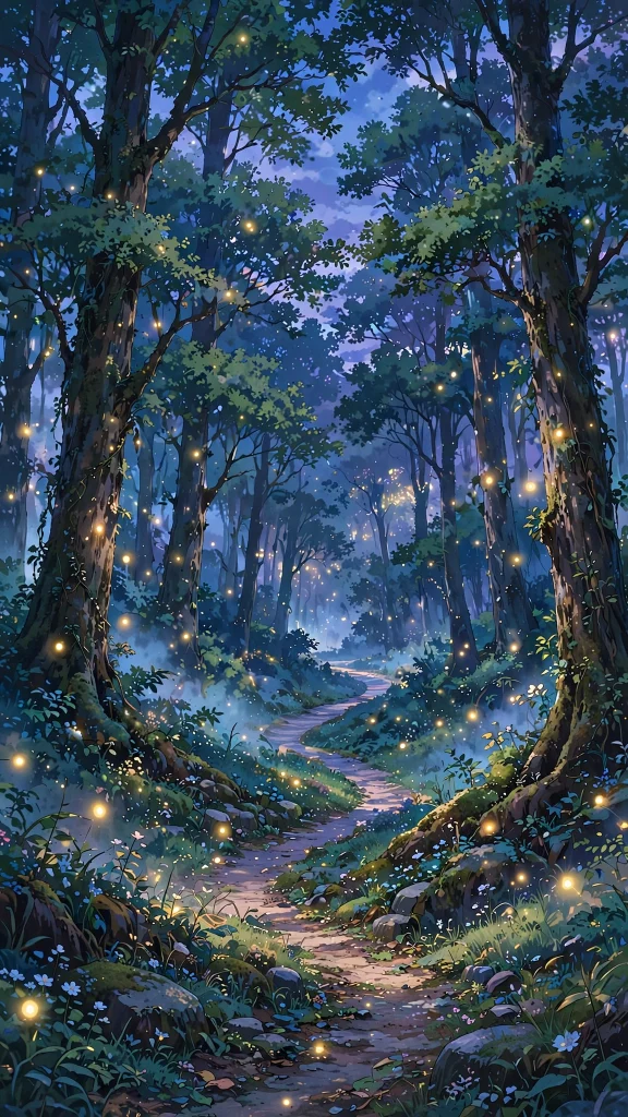 17 Beautiful Wallpaper Backgrounds Anime for Screens 8 Anime forest path with glowing fireflies