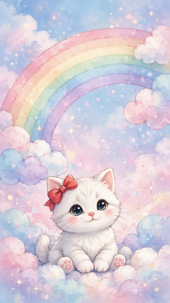 17 Cute wallpaper iphone hello kitty Designs 6 Hello Kitty with rainbow and clouds
