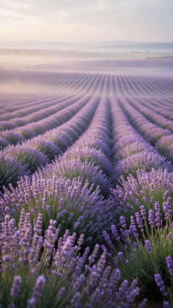 lavender field rows in full bloom