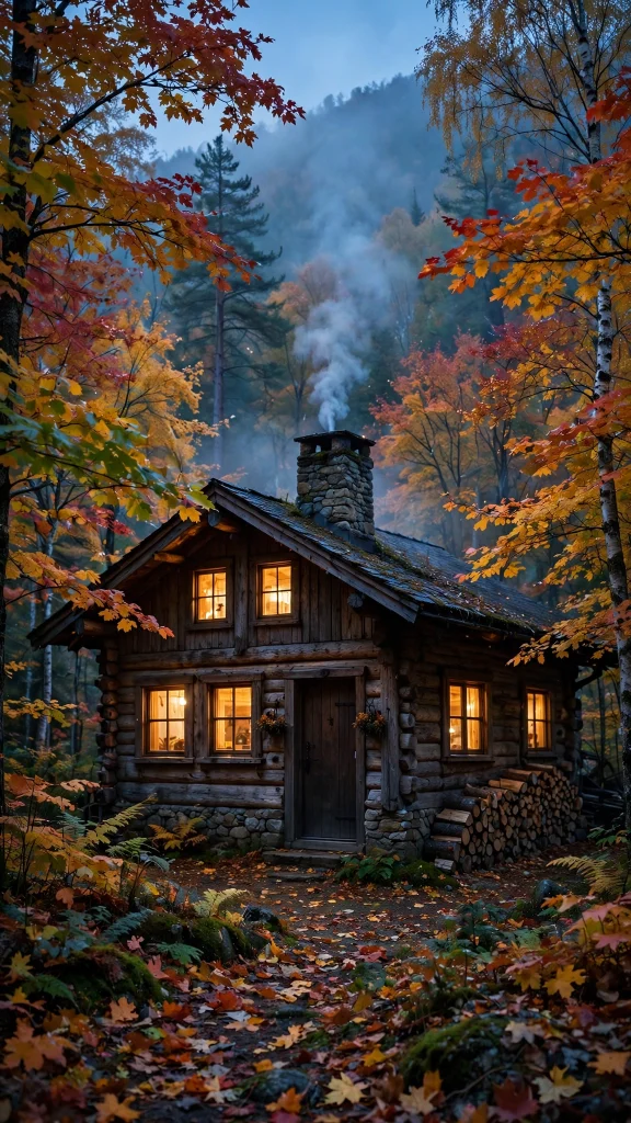 17 Cozy Wallpaper Backgrounds Fall for Autumn 3 Cozy autumn cabin with smoke from its chimney