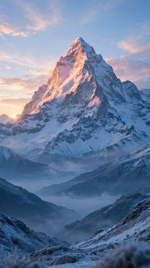 17 Wallpaper iPhone Winter Ideas for Cold Season 3 Winter mountain peak at sunrise