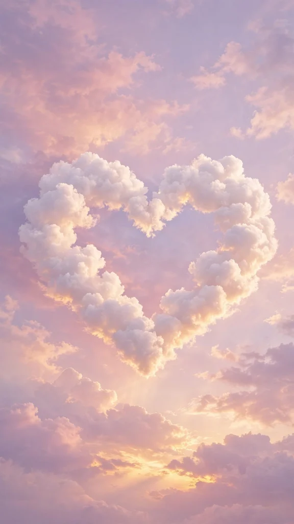 heart shaped clouds love aesthetic wallpaper