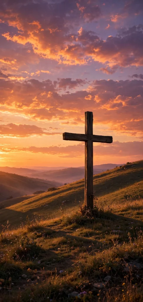 17 Wallpaper iPhone Jesus Designs to Love 9 Wooden cross on a hilltop at sunset iphone wallpaper