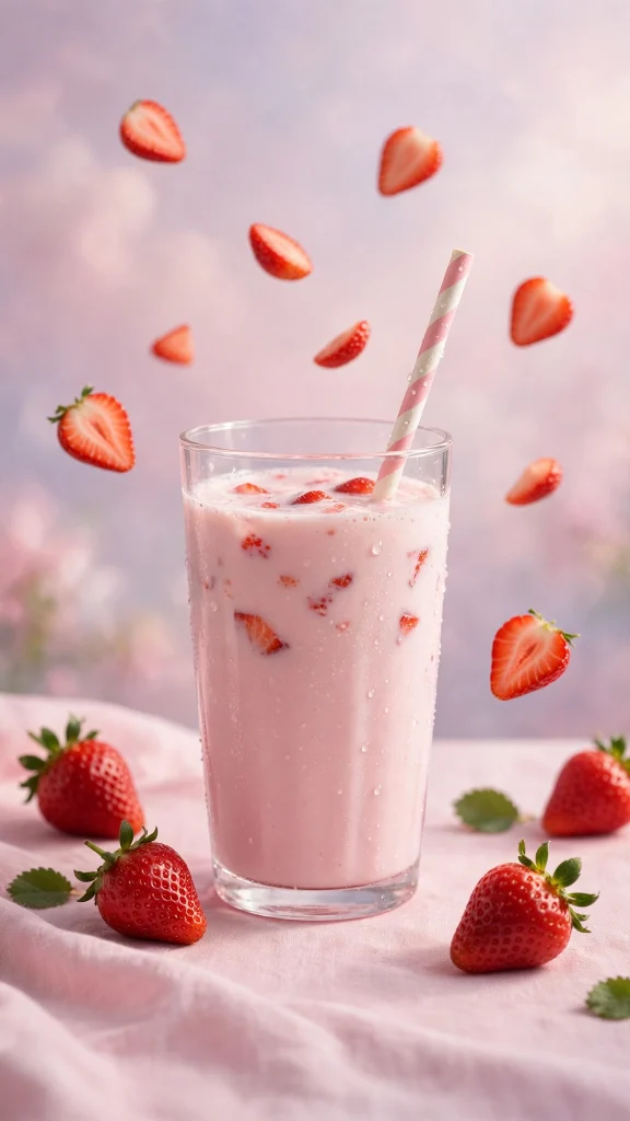 17 Best Wallpaper Iphone Pink Aesthetic Ideas 5 Strawberry milk aesthetic with fresh strawberries and striped straw