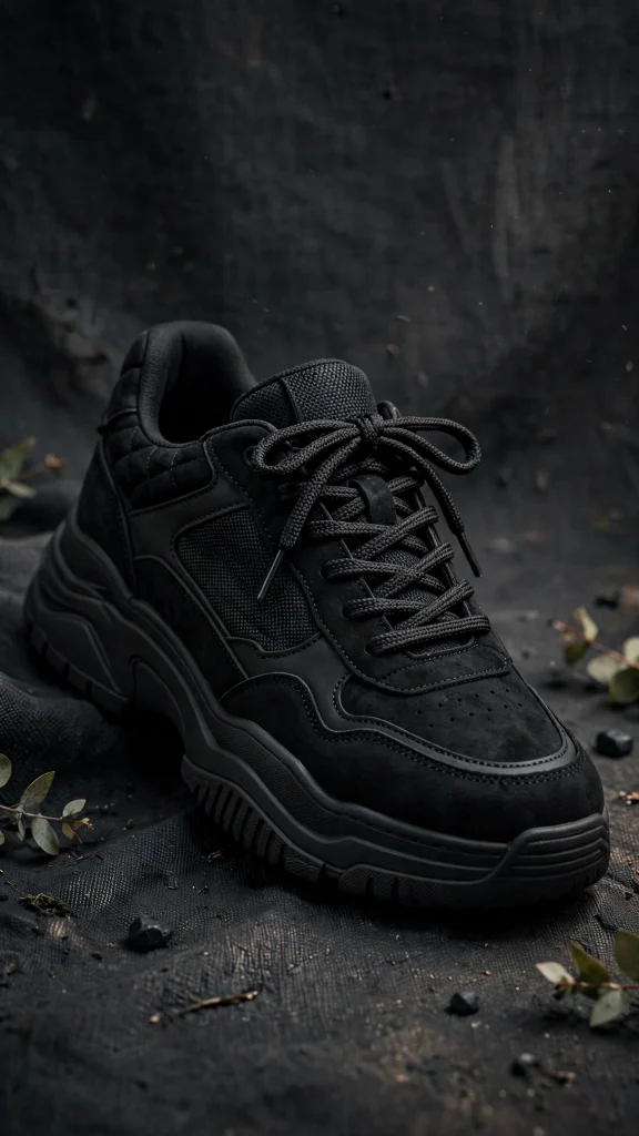 Black streetwear sneaker product shot phone wallpaper