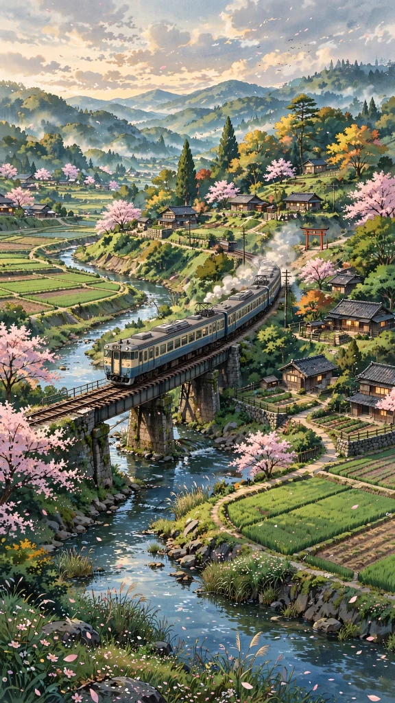 17 Best Wallpaper iPhone Anime for Your Phone 13 Anime train crossing green countryside fields