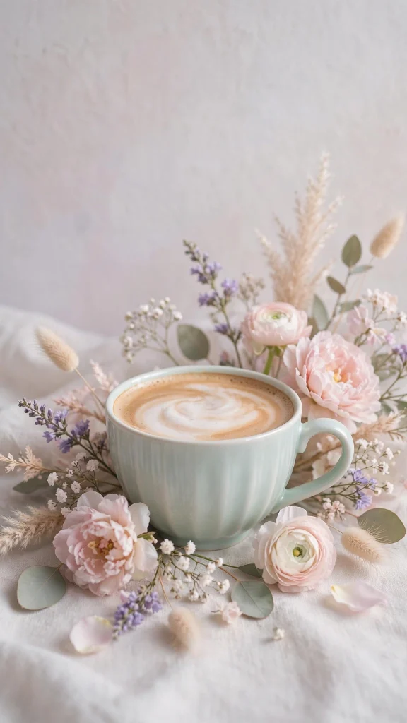 aesthetic coffee flowers pastel pretty wallpapers