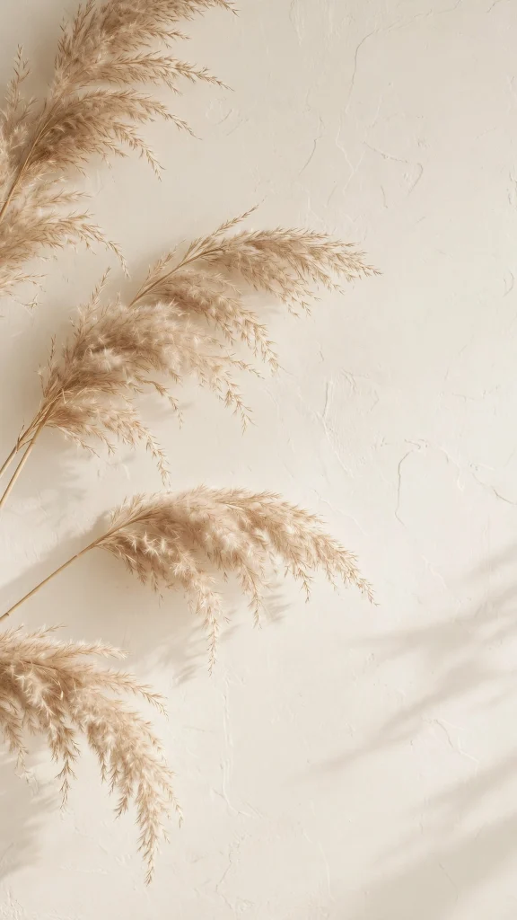 17 Beautiful wallpaper iphone quotes Backgrounds 5 Dried pampas grass plumes against a cream wall