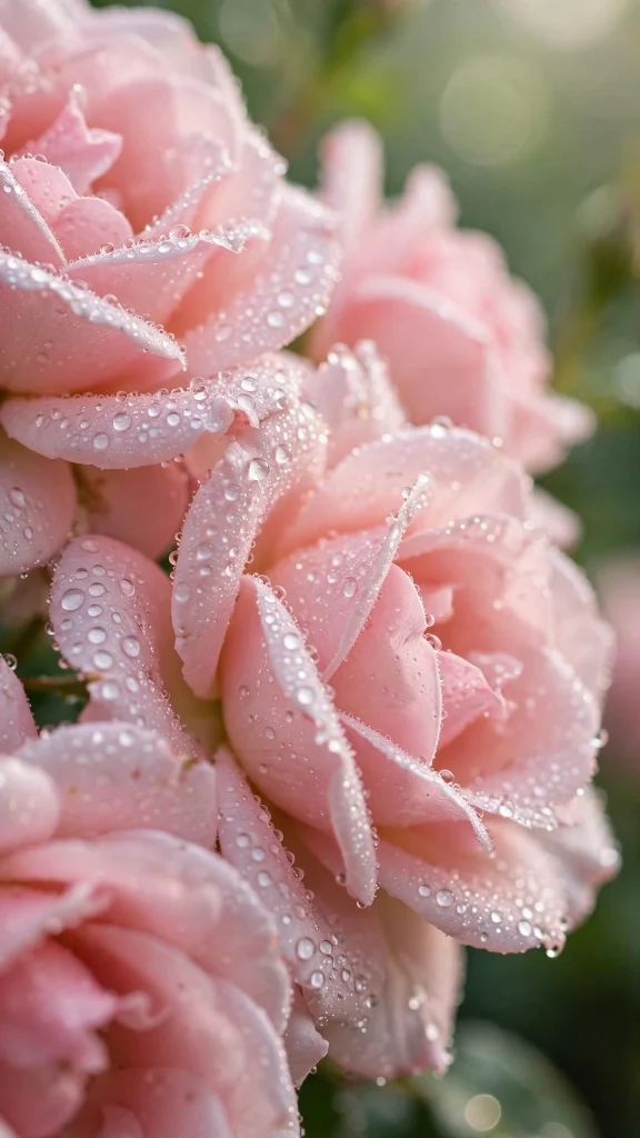 17 wallpaper aesthetic pink iphone Ideas 6 Pink roses with morning dew drops closeup wallpaper