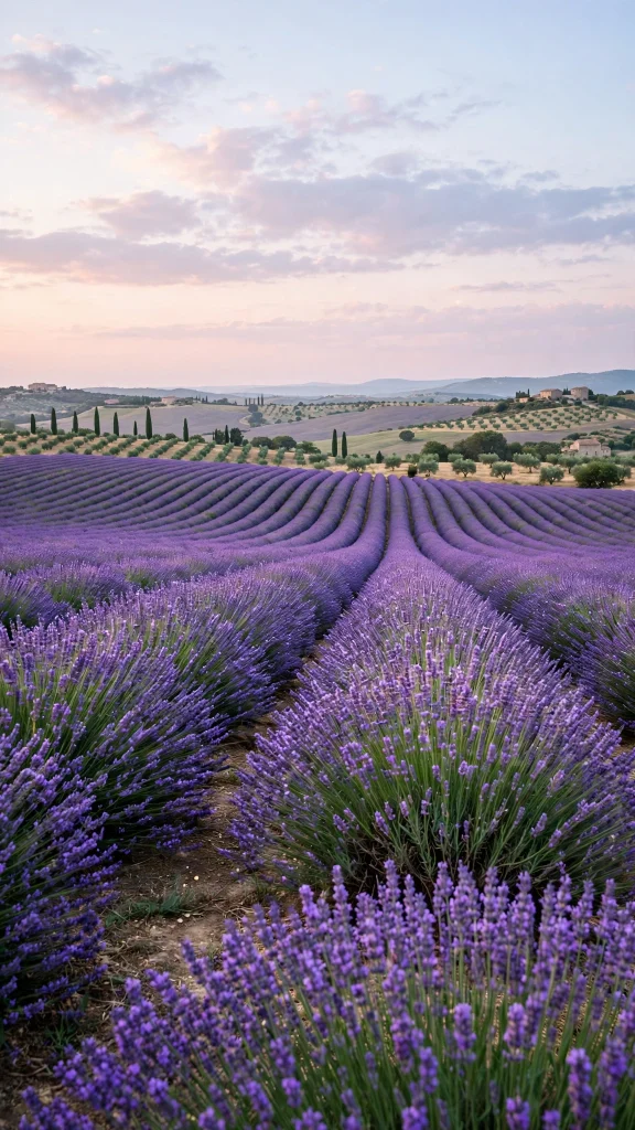 Purple lavender field at sunset wallpaper iPhone flowers