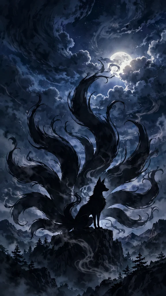 anime nine tailed fox spirit night naruto wallpaper