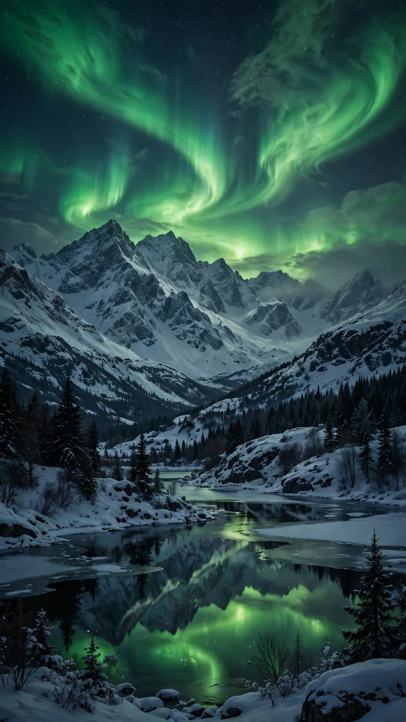17 wallpaper backgrounds green for a fresh screen look 16 Green aurora borealis over snowy mountains